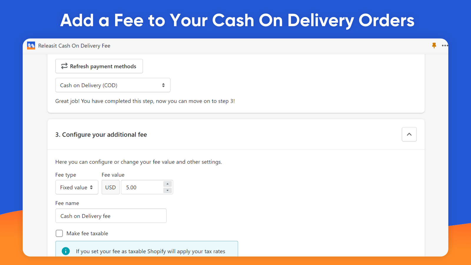 Cash On Delivery Fee Releasit