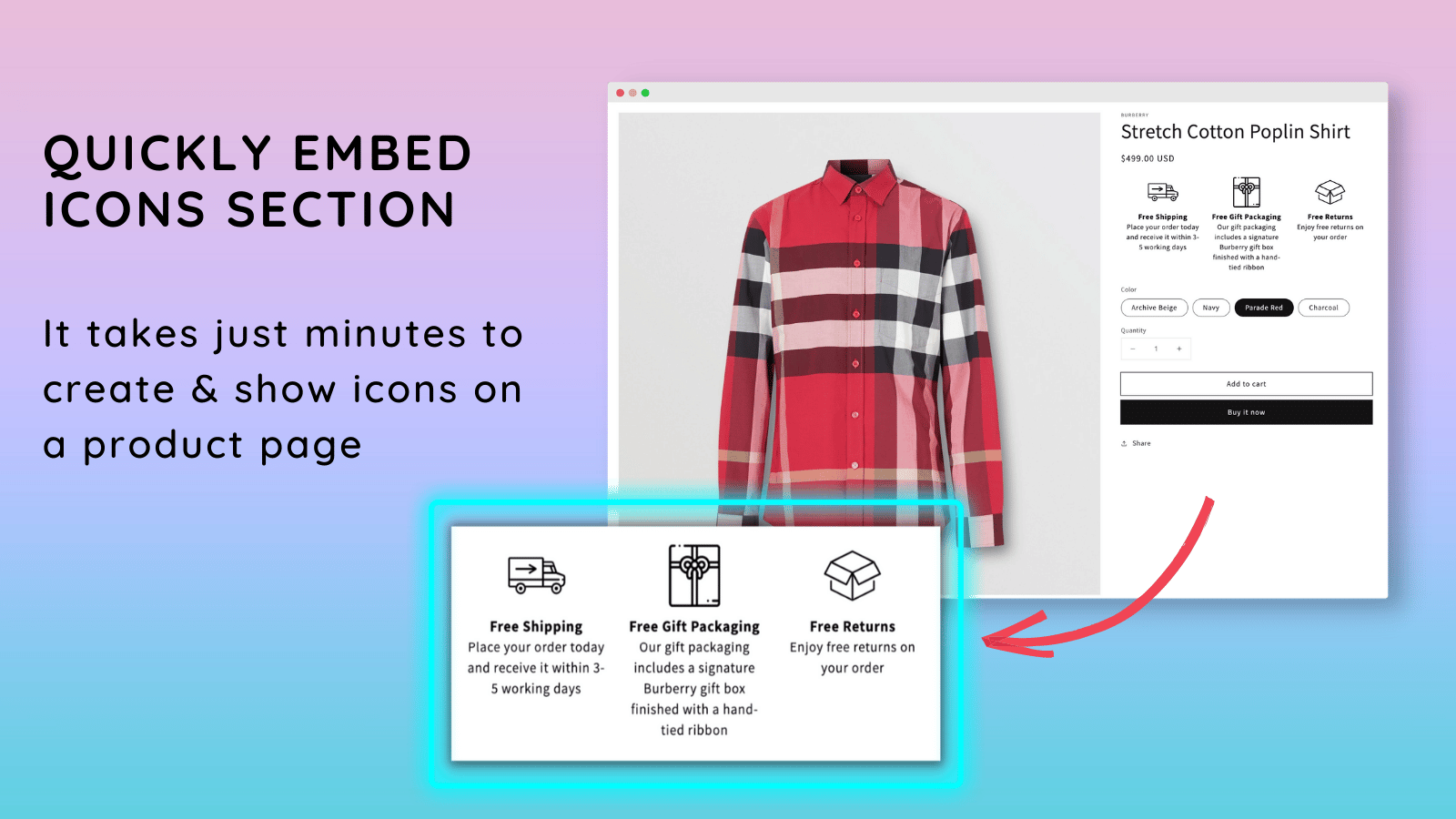 Product Page Features Icons
