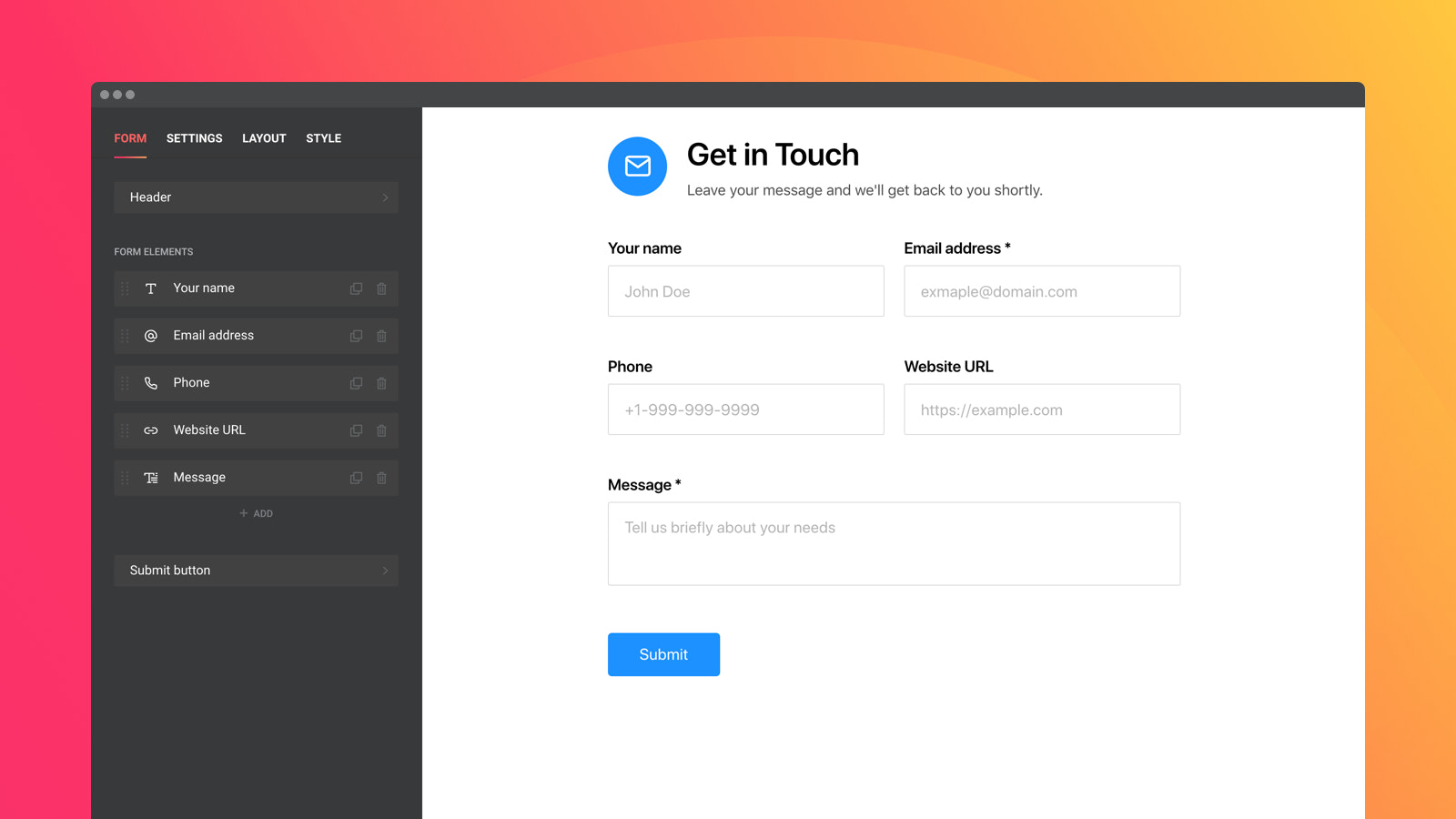 Form Builder ‑ Contact Form