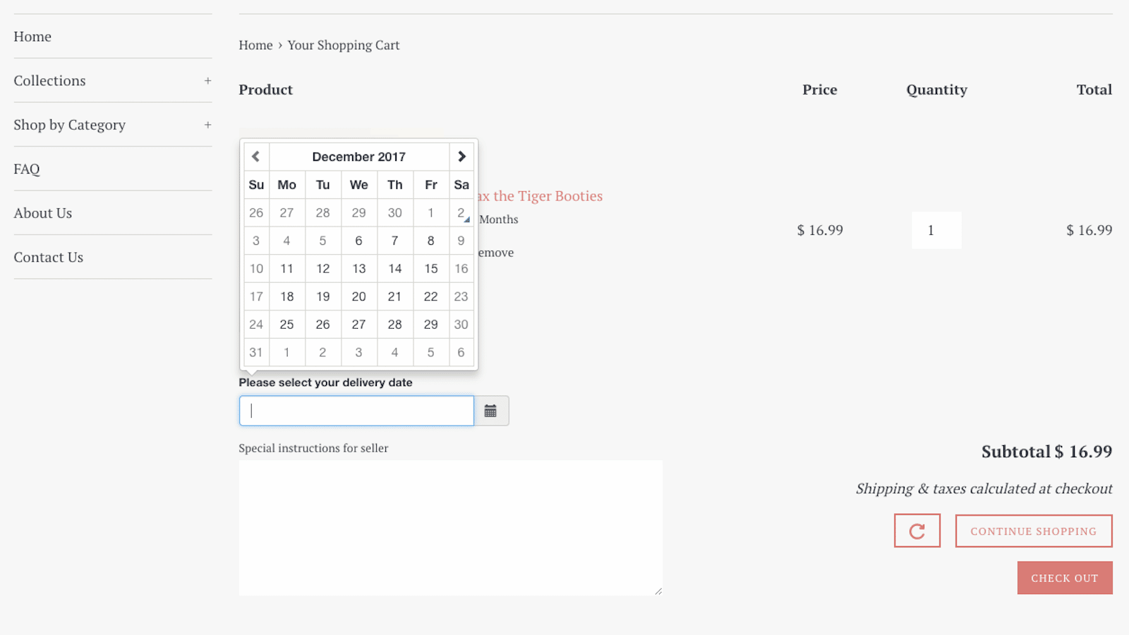 1‑Click Delivery Date Picker