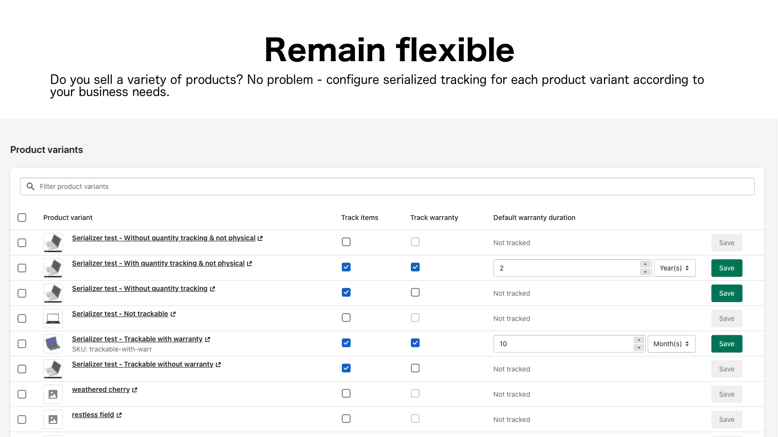 Serializer ‑ Product Tracking