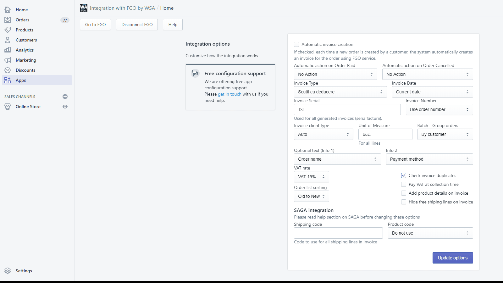 Integration with FGO invoicing