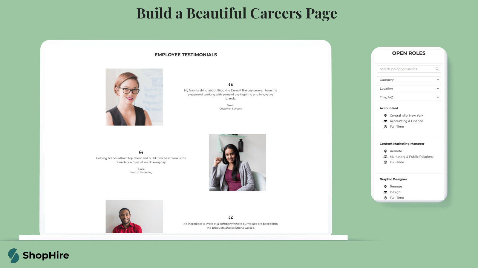 ShopHire Careers Page Builder