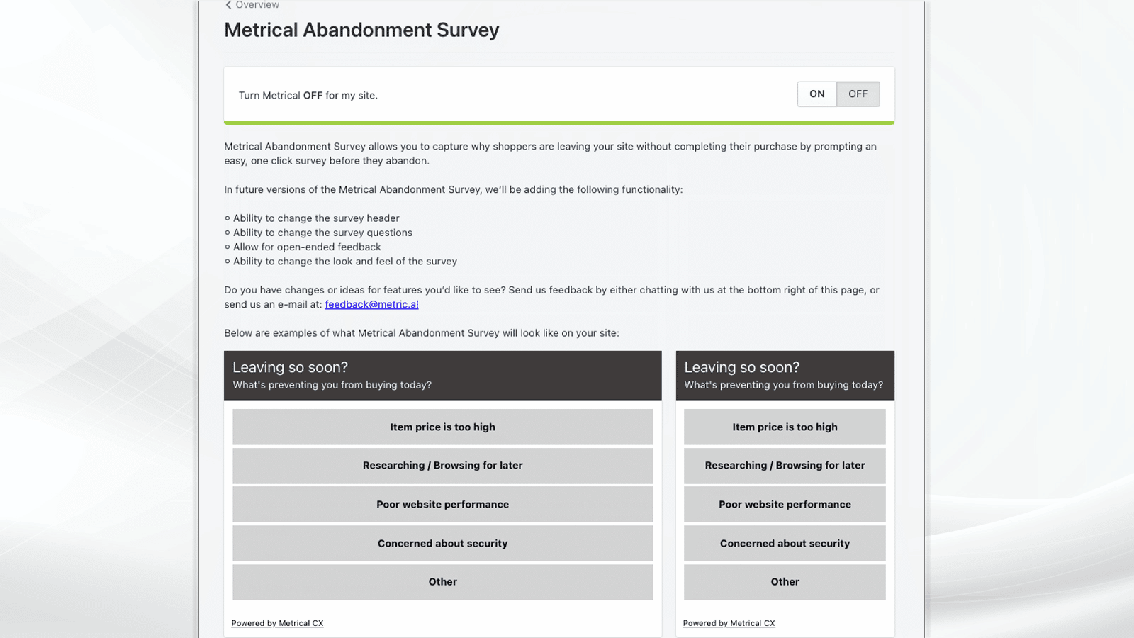 Metrical Abandonment Survey