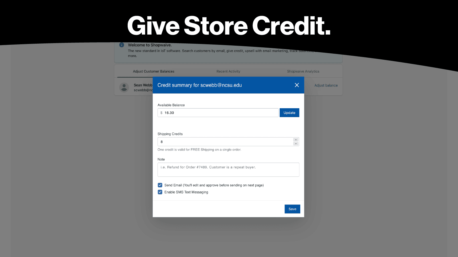 Shopwaive — Store Credit