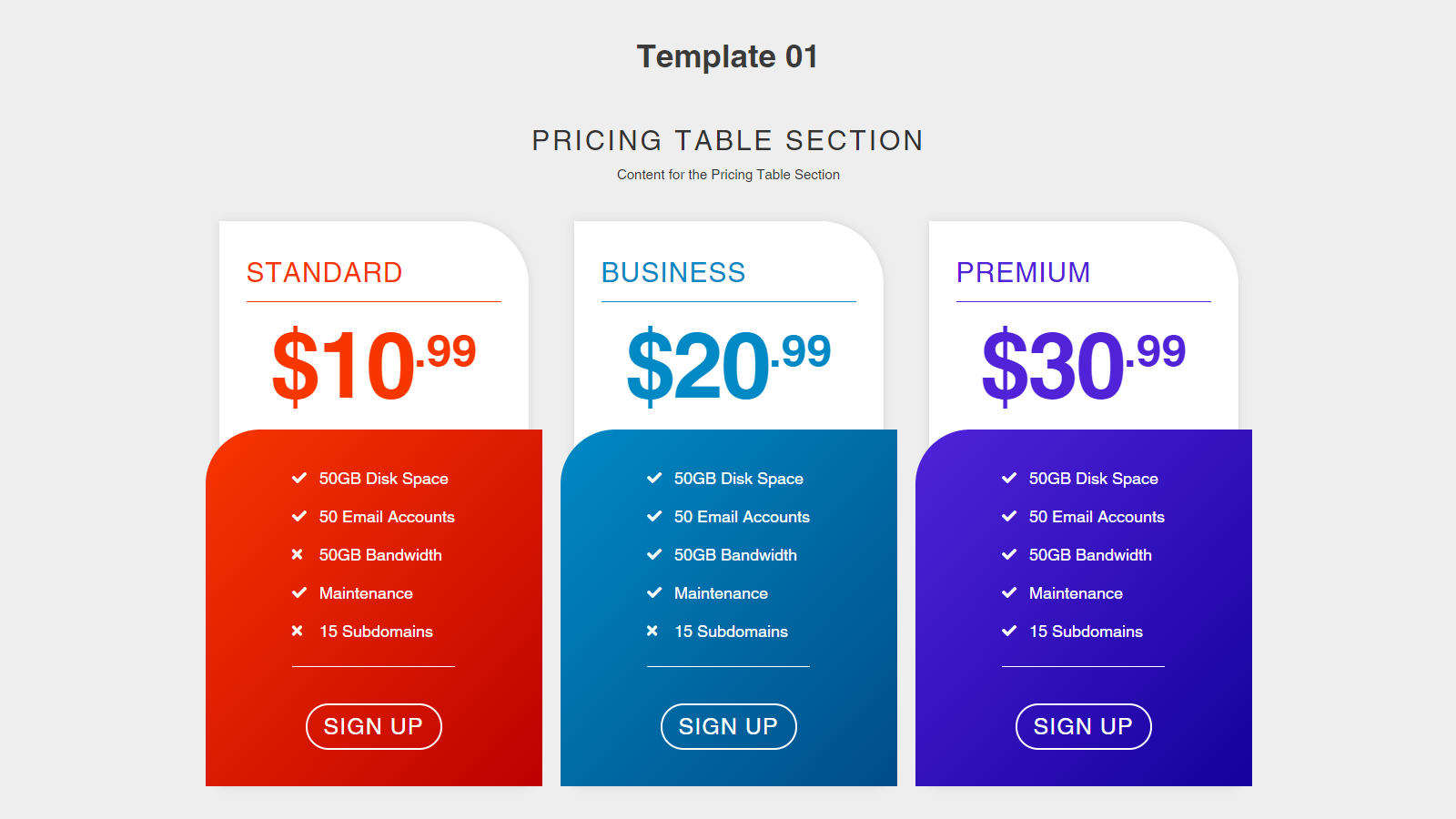 Pricing Table ‑ Pricing Plans